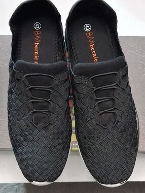 bernie mev. Black Woven Slip-On Sneakers. RARE SIZE 12!!!!
